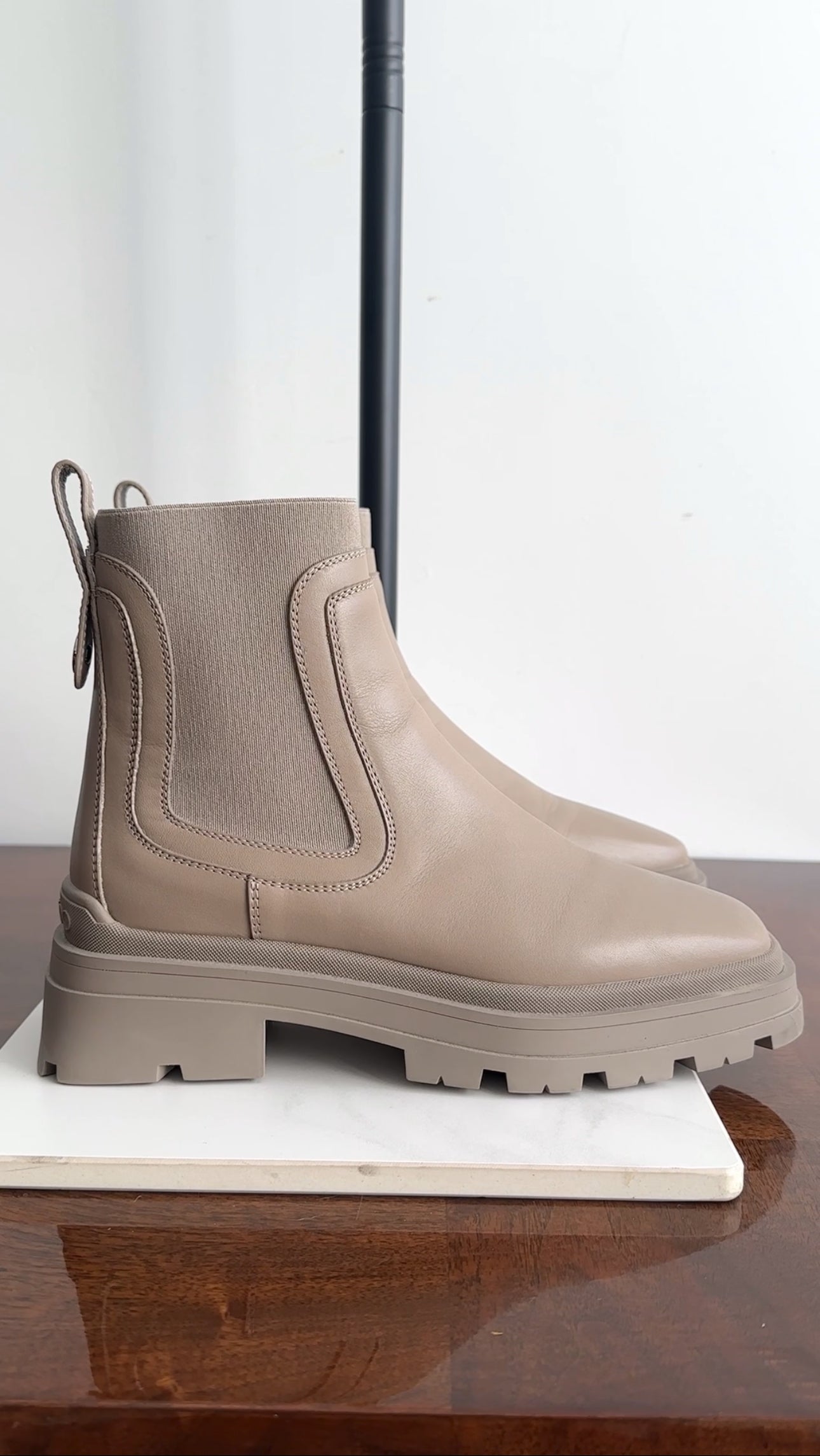 Jimmy Choo Taupe Leather Veronique Ankle Boots - 38 / 37