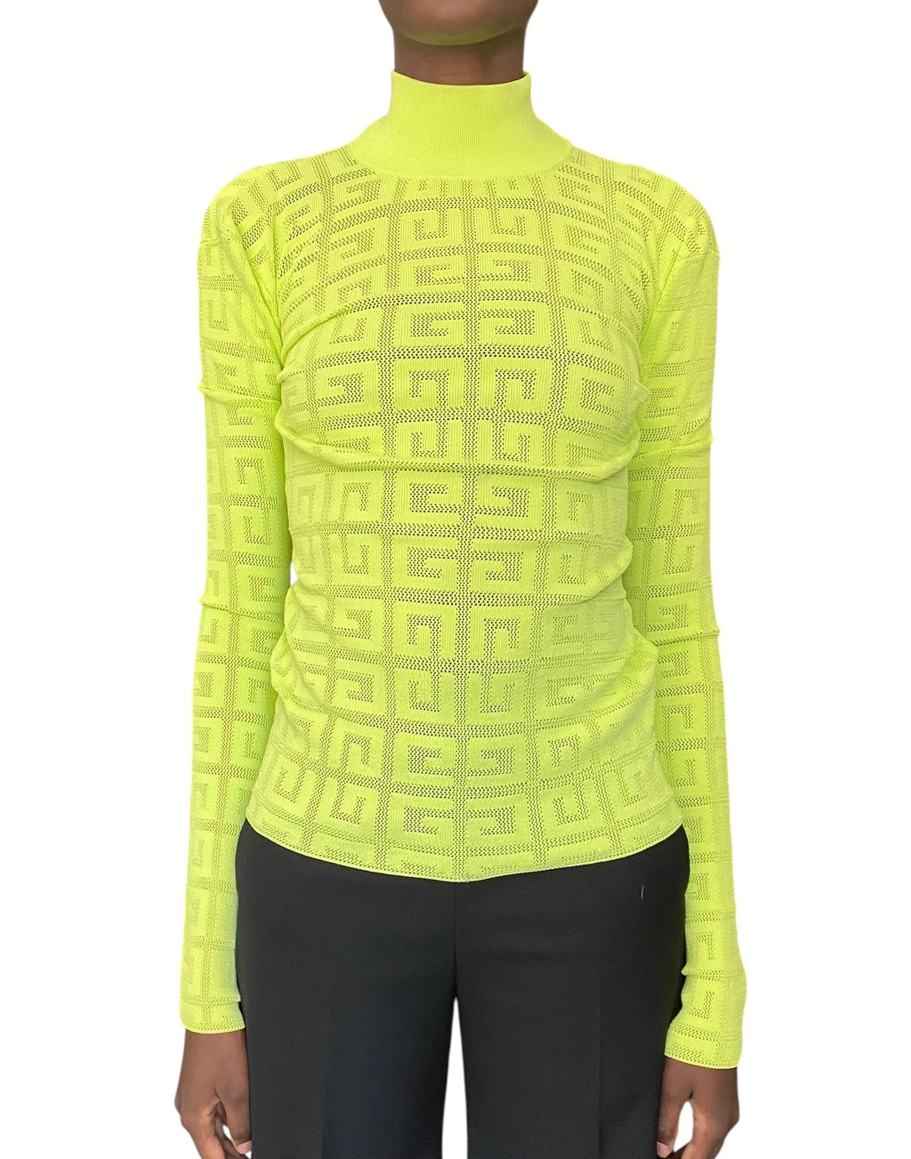 Givenchy Neon Green Mesh Logo Long Sleeve - S