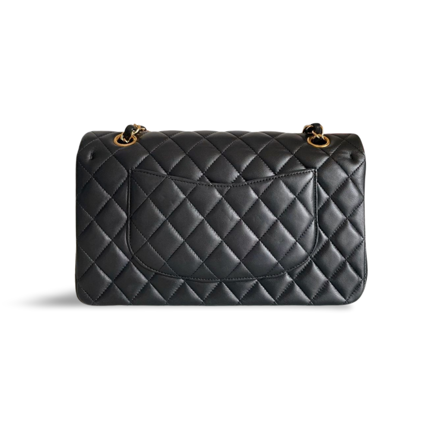Chanel Black Timeless Flap Bag Medium Lambskin Leather With Gold Hardware