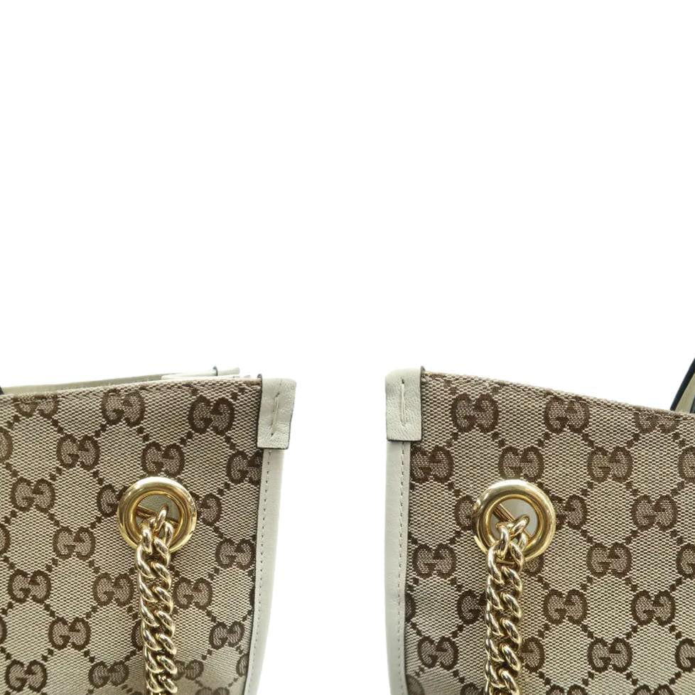 GUCCI Horsebit 1955 GG Supreme Canvas Tote Bag White 621144