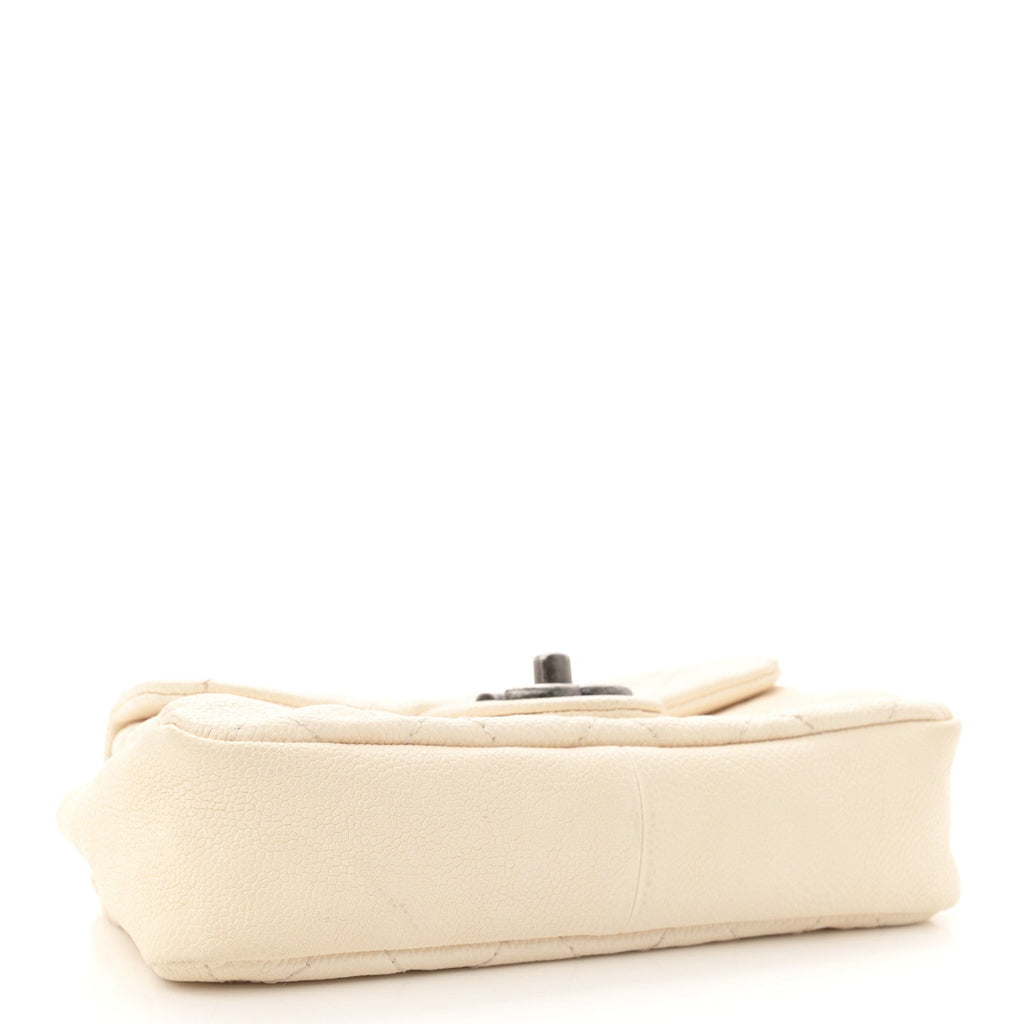 Caviar Quilted Mini Simply CC Flap White