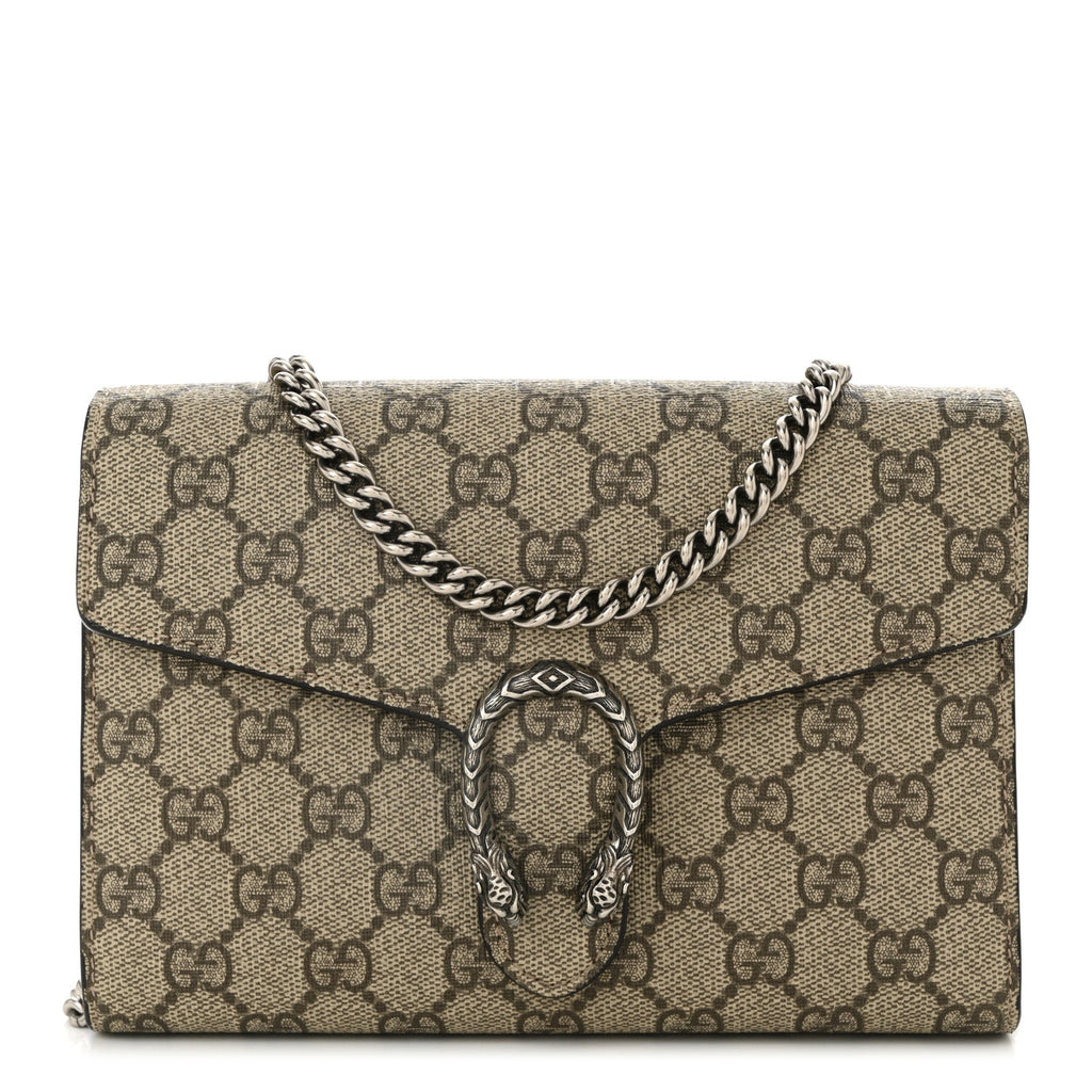 GG Supreme Monogram Mini Dionysus Chain Wallet Beige Taupe