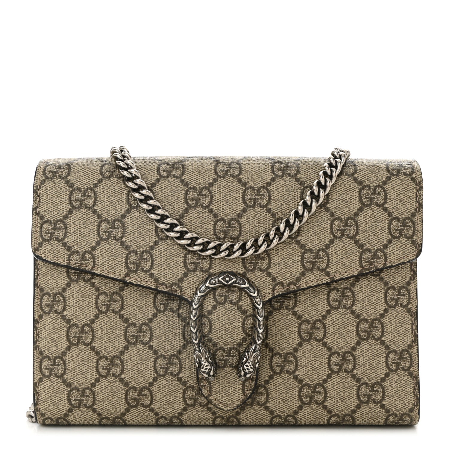 GG Supreme Monogram Mini Dionysus Chain Wallet Beige Taupe