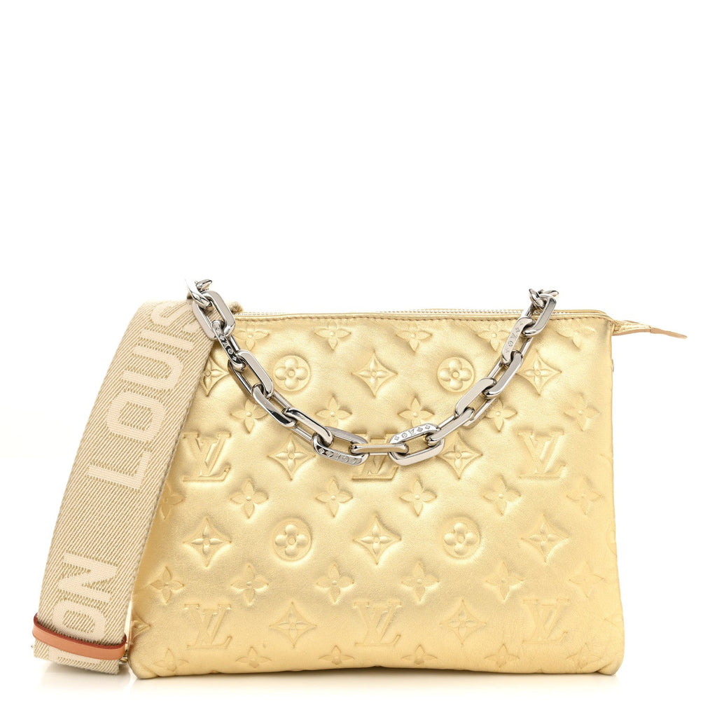 Lambskin Embossed Monogram Coussin PM Gold