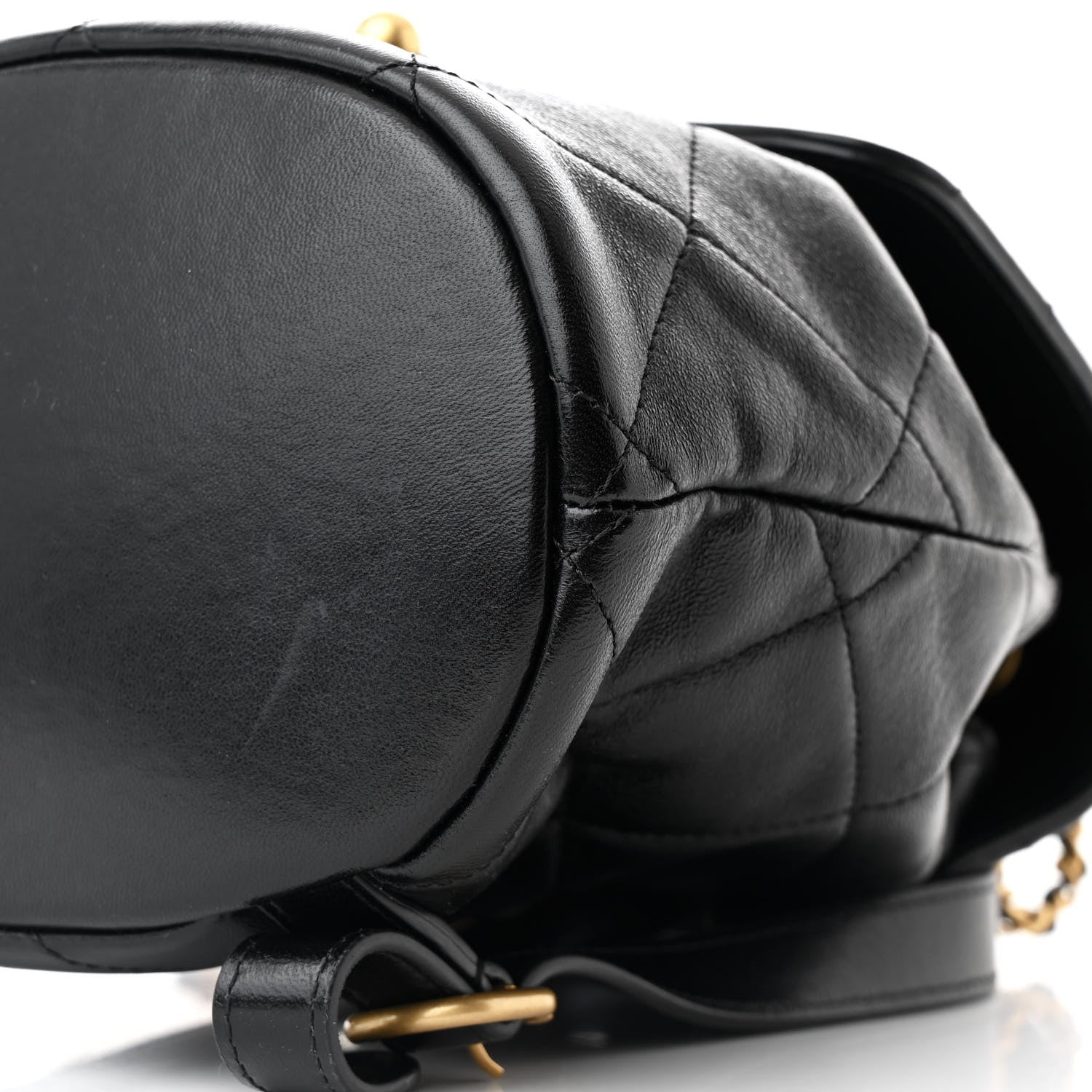 Lambskin Quilted Logo Mini Backpack Black