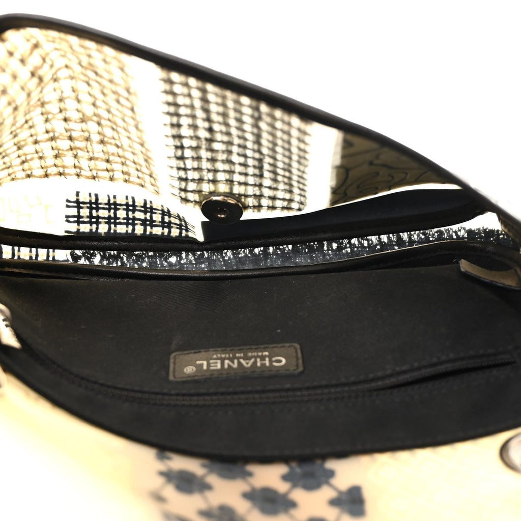 PVC Tweed Patchwork Medium Single Flap Black