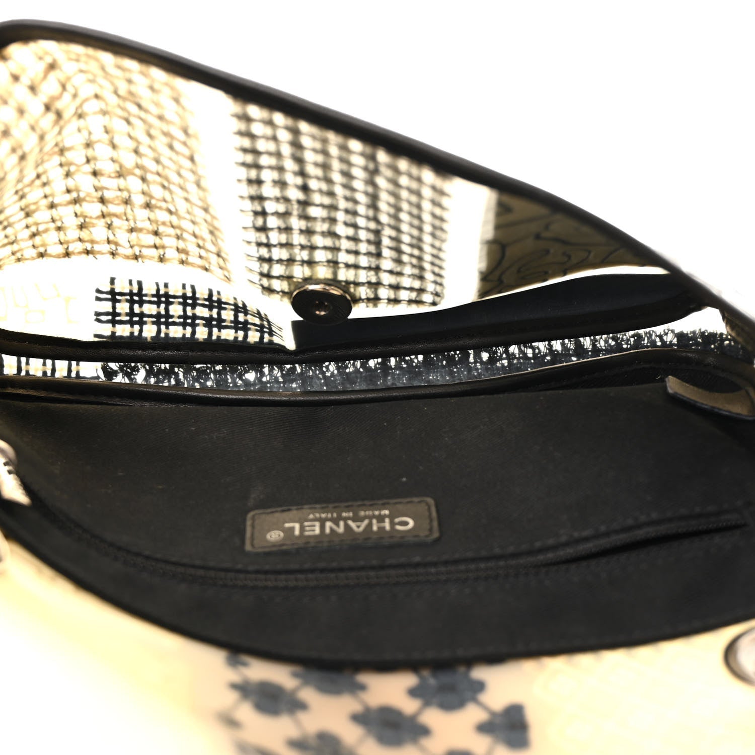 PVC Tweed Patchwork Medium Single Flap Black