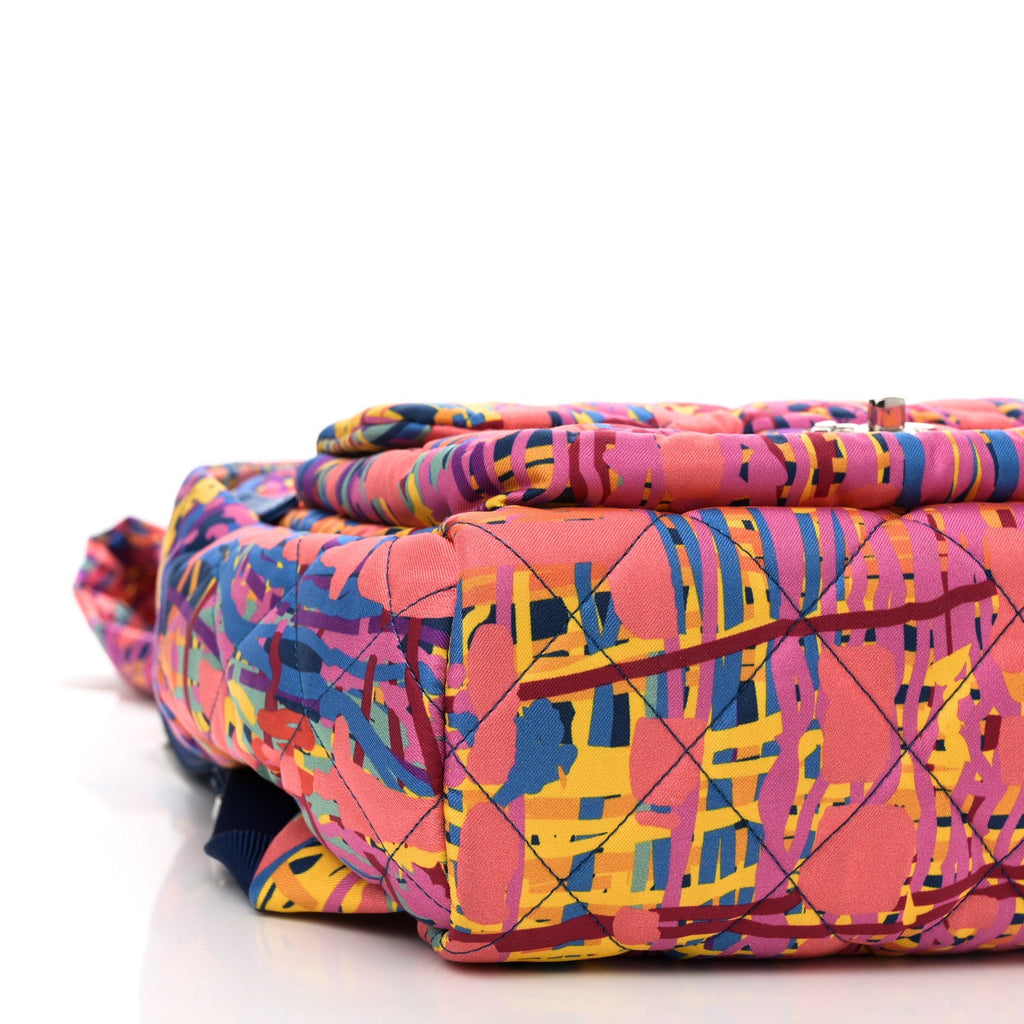 Foulard Fabric Quilted Printed Backpack Pink