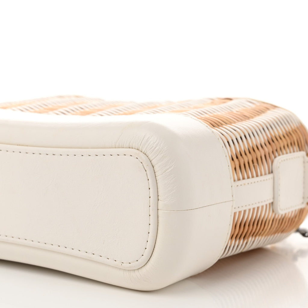 Rattan Calfskin Small Gabrielle Hobo Beige Ivory
