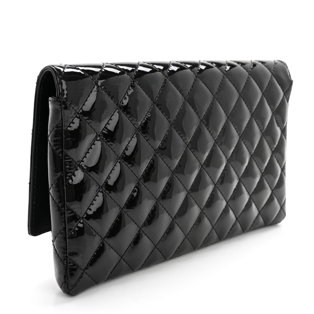 Patent Calfskin Quilted Reissue 2.55 Clutch So Black
