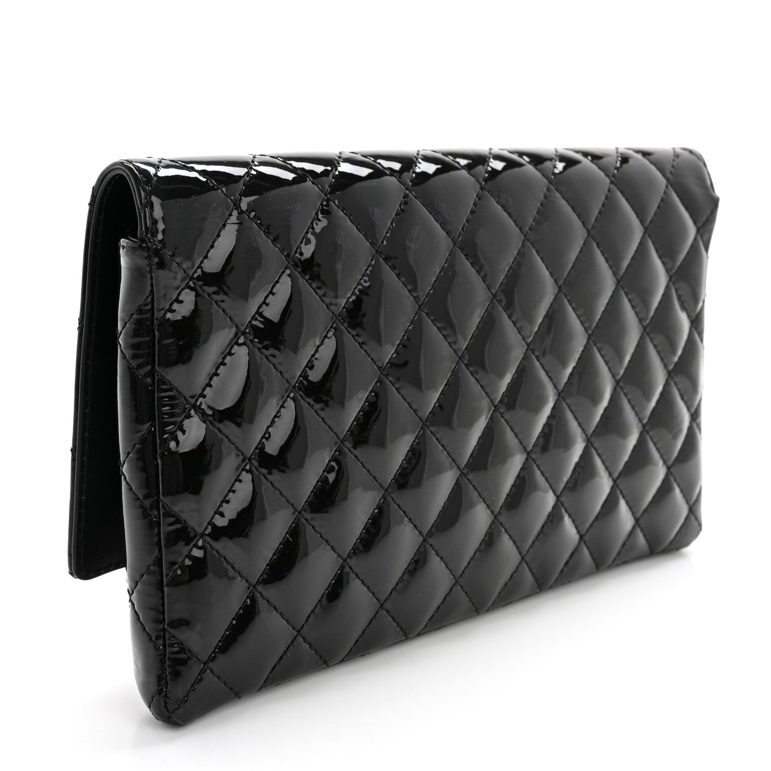 Patent Calfskin Quilted Reissue 2.55 Clutch So Black