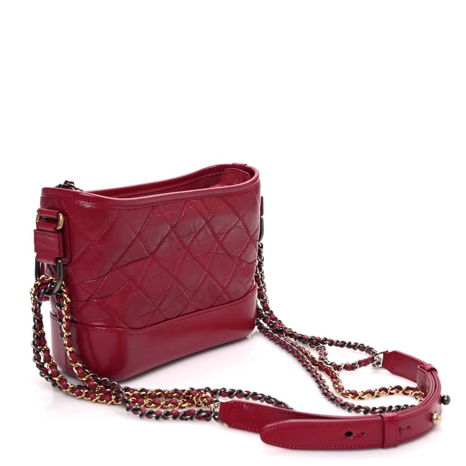 Aged Calfskin Quilted Small Gabrielle Hobo Red