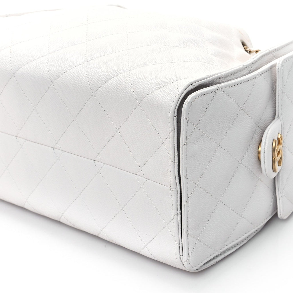 Caviar Quilted Small Chanel 25 Handbag White