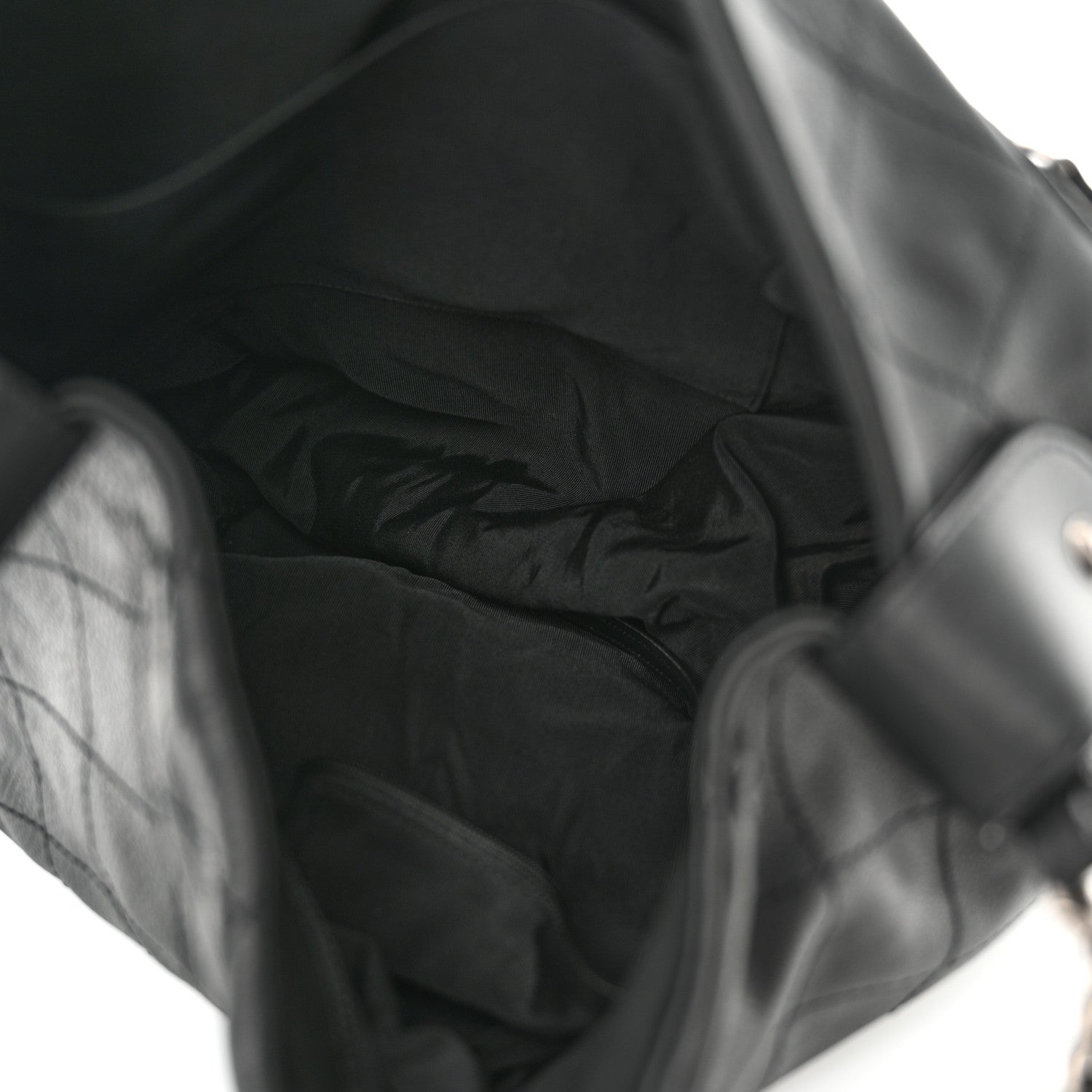 Calfskin Stitched Double Zip Hobo Black