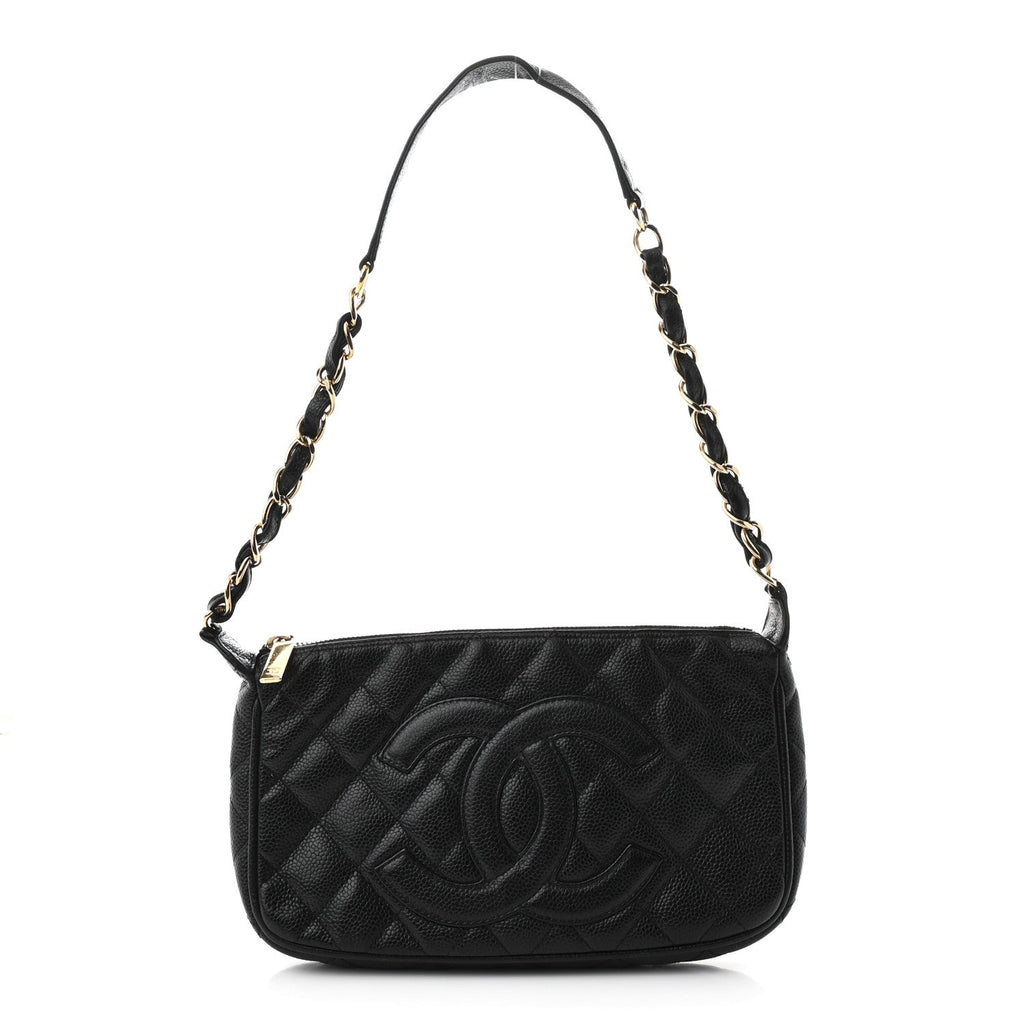 Caviar Quilted Timeless CC Shoulder Bag Black