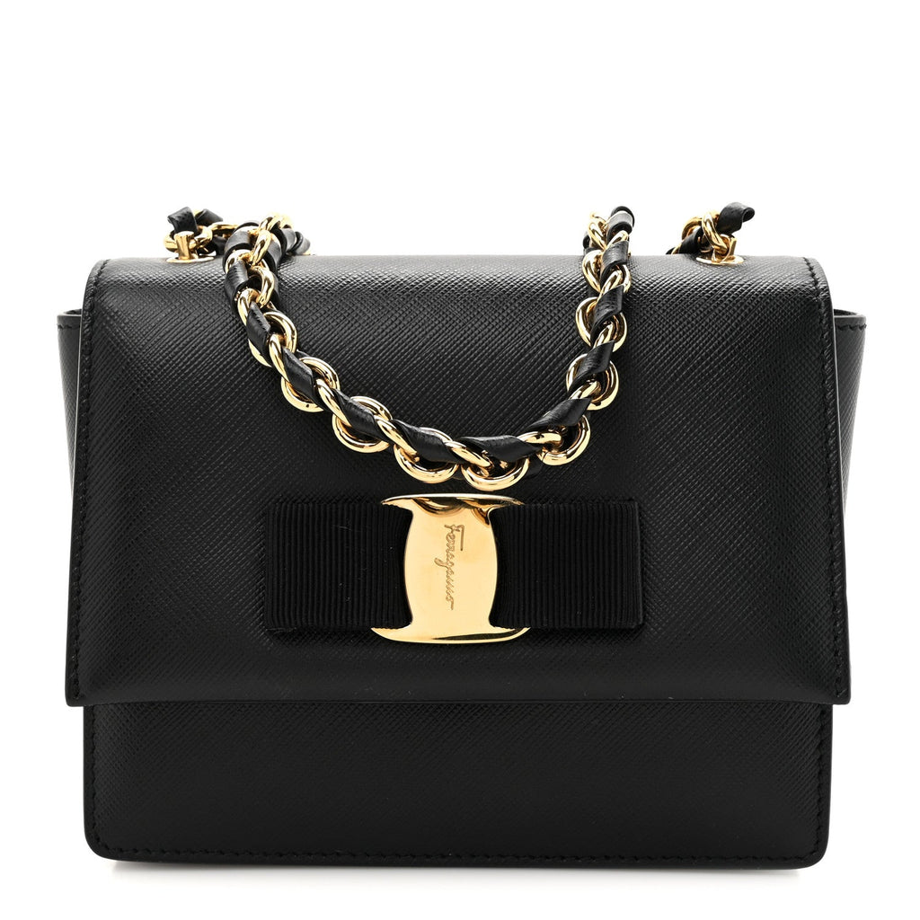Printed Calfskin Mini Ginny Shoulder Bag Black