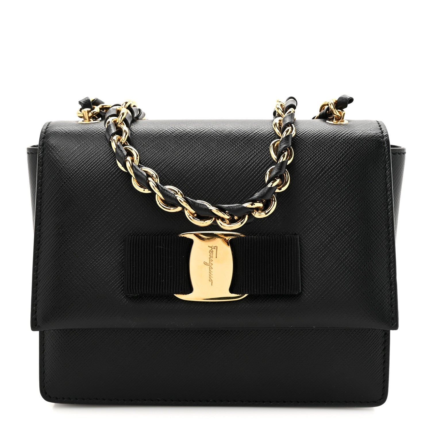 Printed Calfskin Mini Ginny Shoulder Bag Black