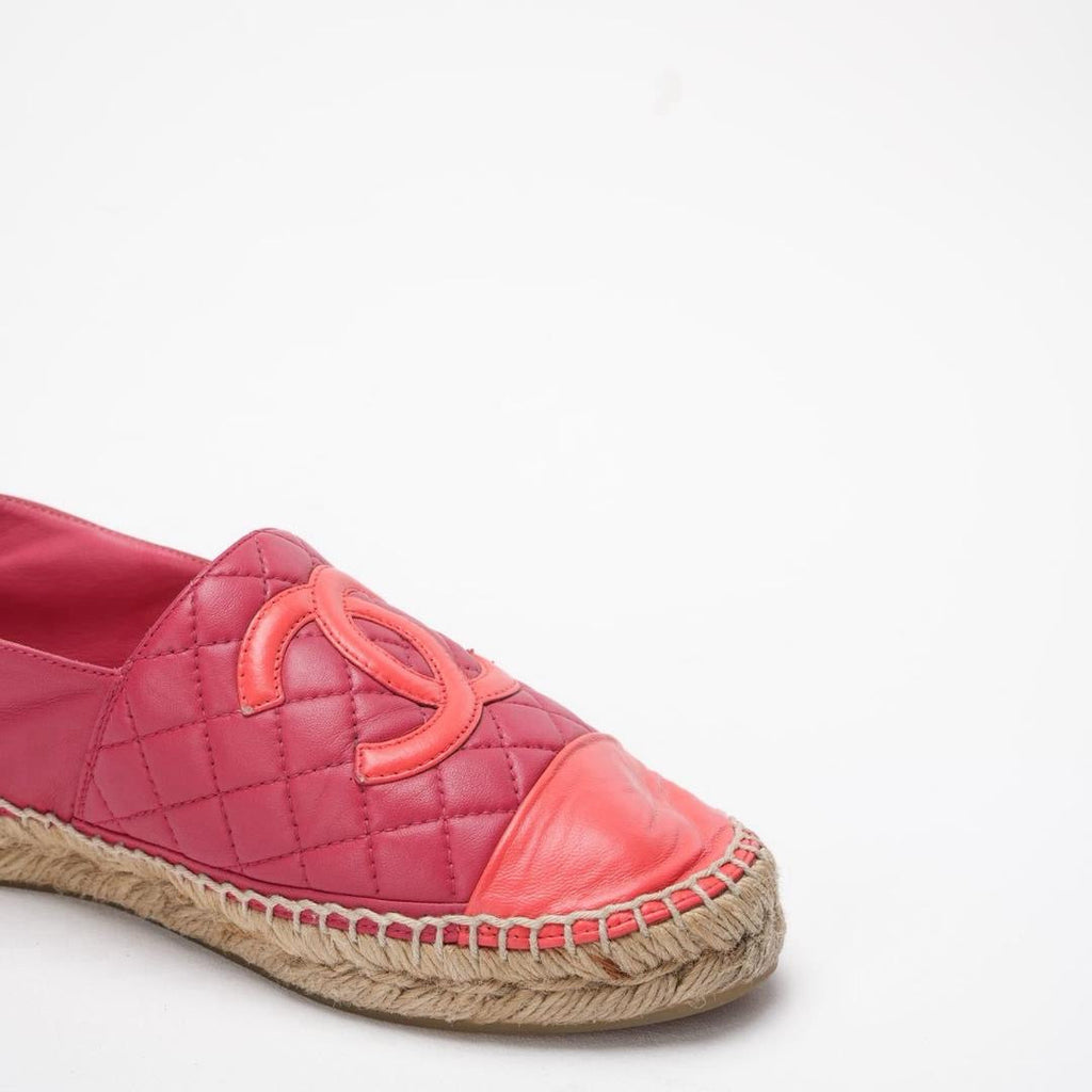 Chanel Red Leather CC Espadrille Flats Size 40