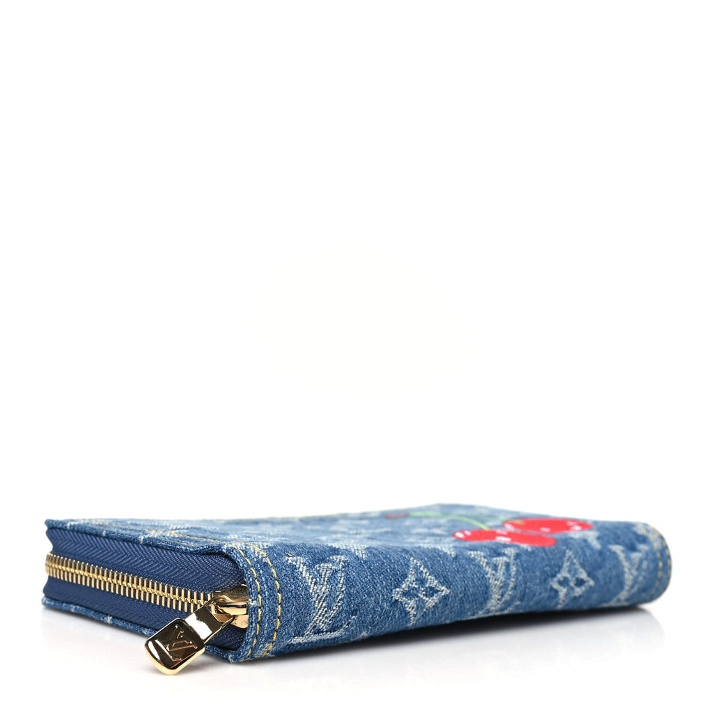 LV X TM Monogram Denim Cerises Zippy Wallet Blue