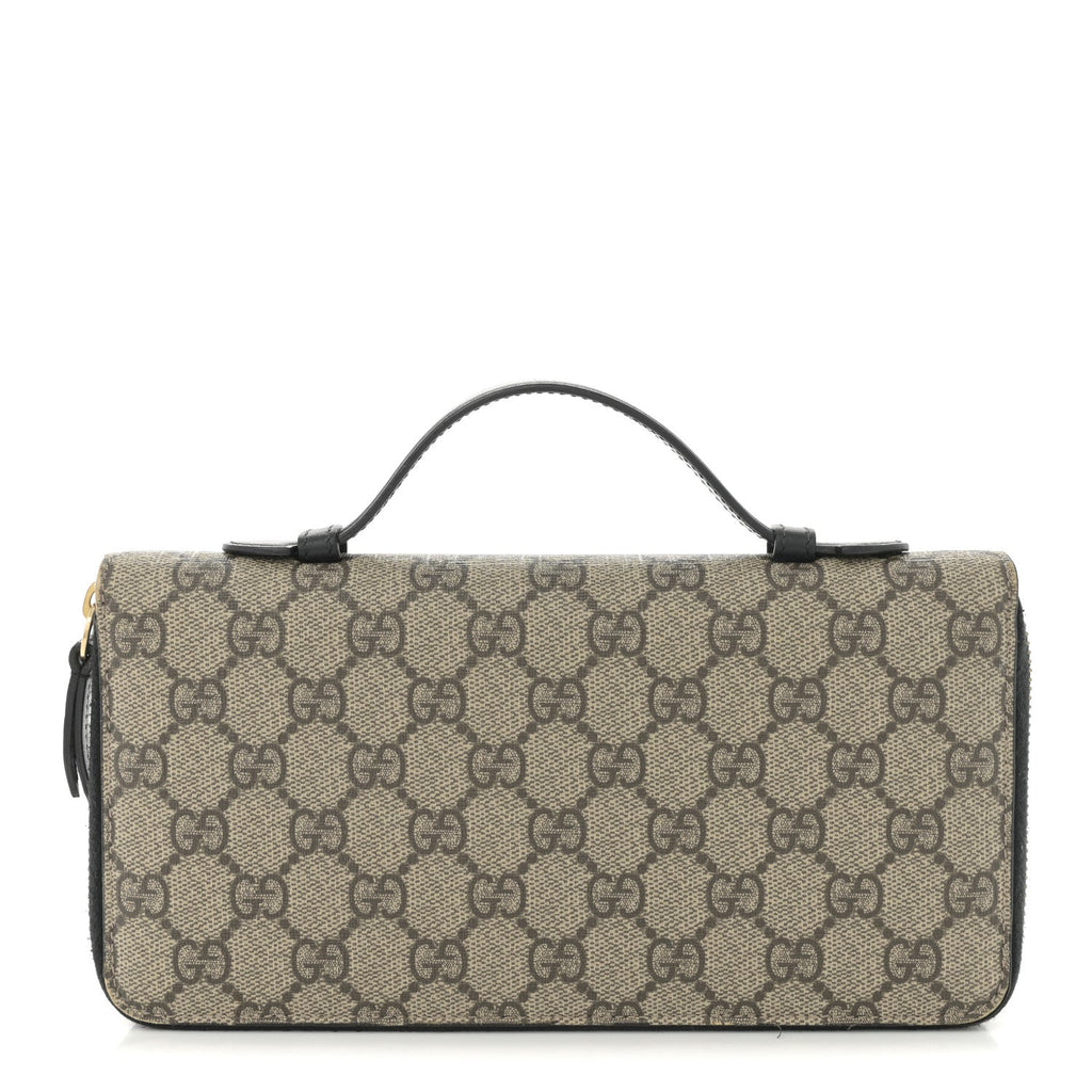 GG Supreme Monogram Top Handle Zip Around Wallet Black