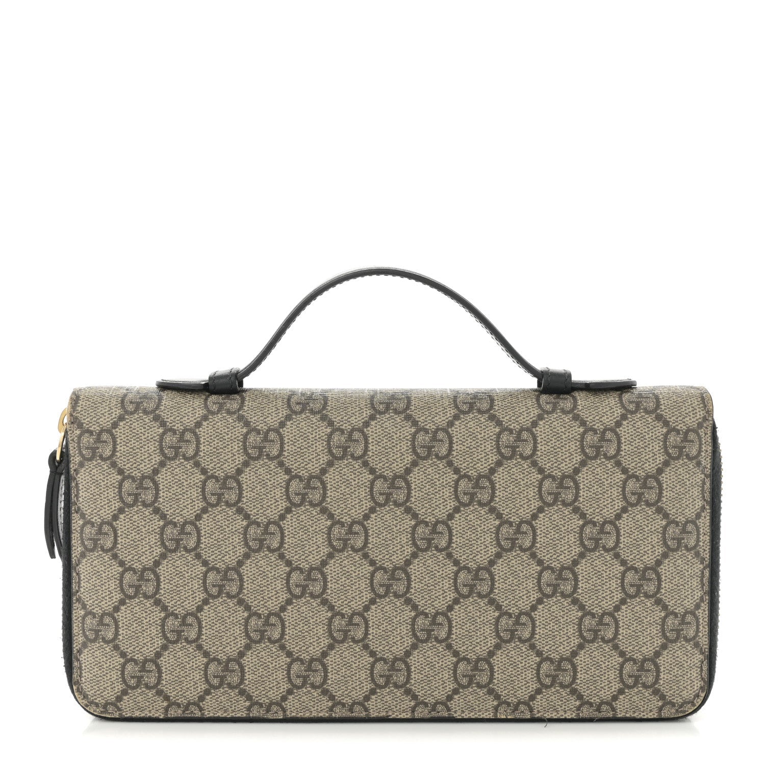 GG Supreme Monogram Top Handle Zip Around Wallet Black