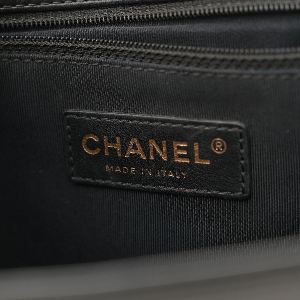 Glazed Calfskin Large Boy Flap Black