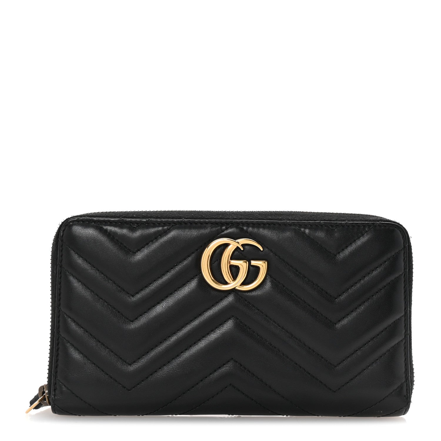 Calfskin Matelasse GG Marmont Zip Around Organizer Wallet Black