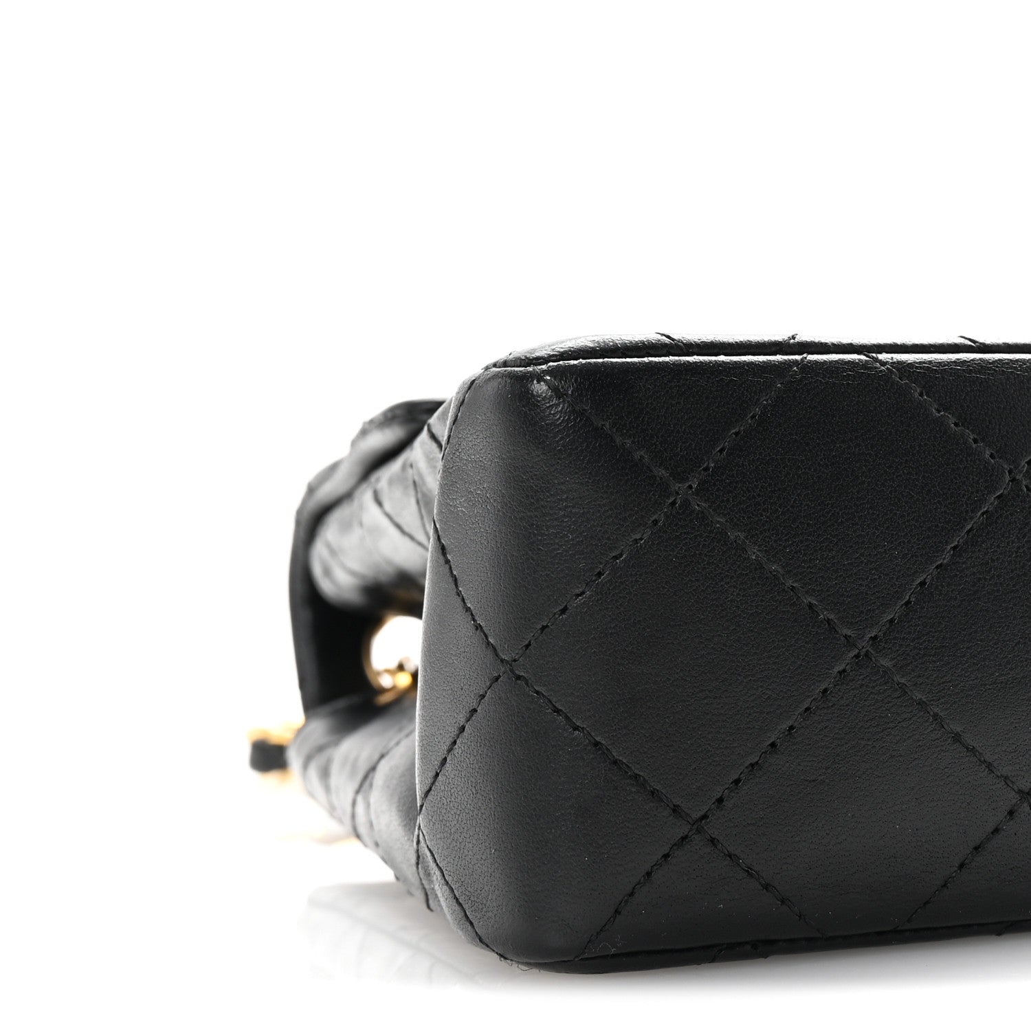 Lambskin Quilted Mini Square Flap Black