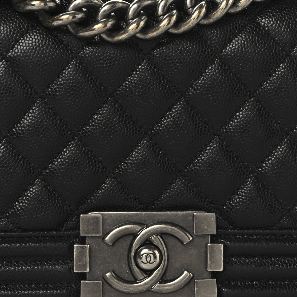 Caviar Quilted Small Boy Flap Black