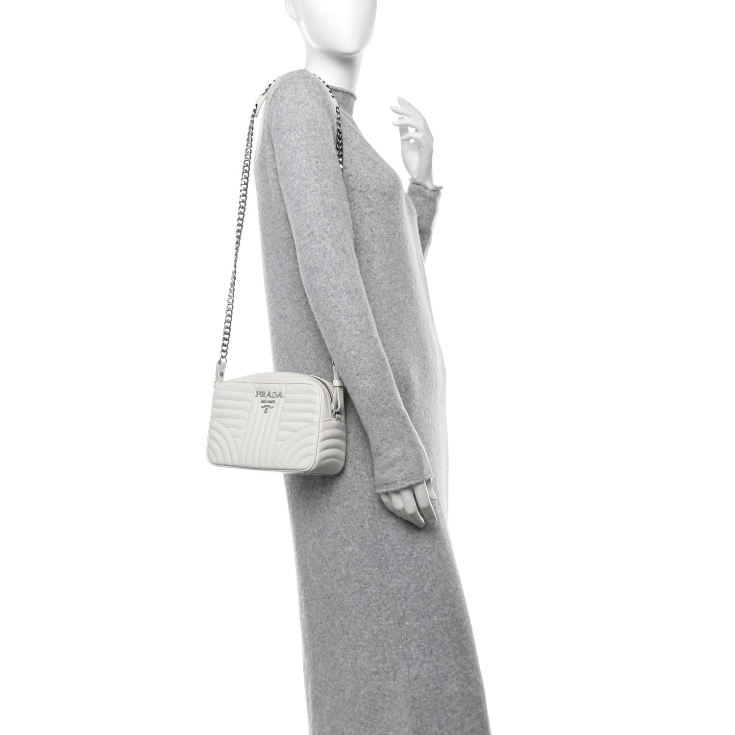 Soft Calfskin Diagramme Crossbody Bag White