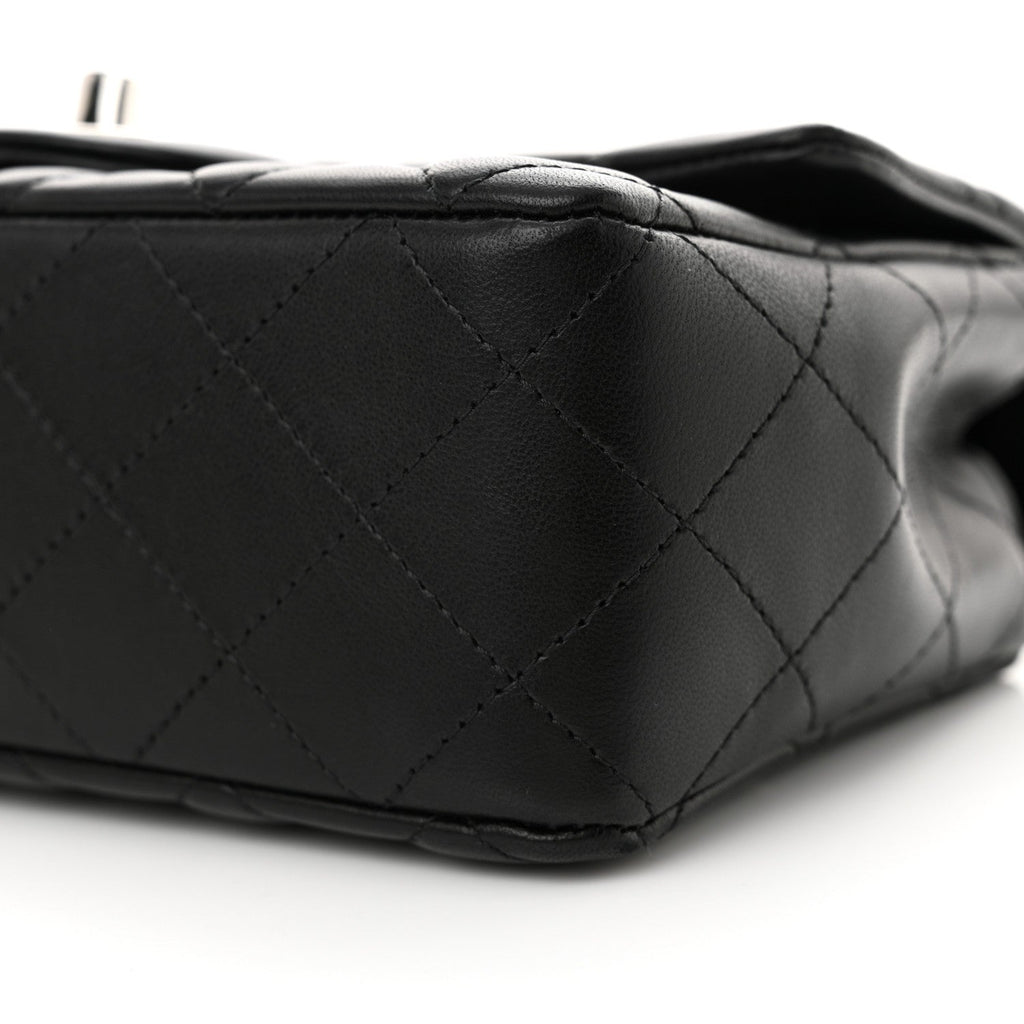 Lambskin Quilted Mini Rectangular Flap Black