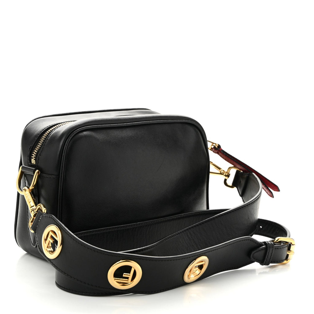 Vitello Century F is Fendi Bi-Color FF 1974 Embossed Camera Case Maya Black