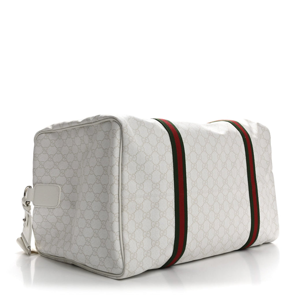 GG Monogram Medium Web Duffle Bag White