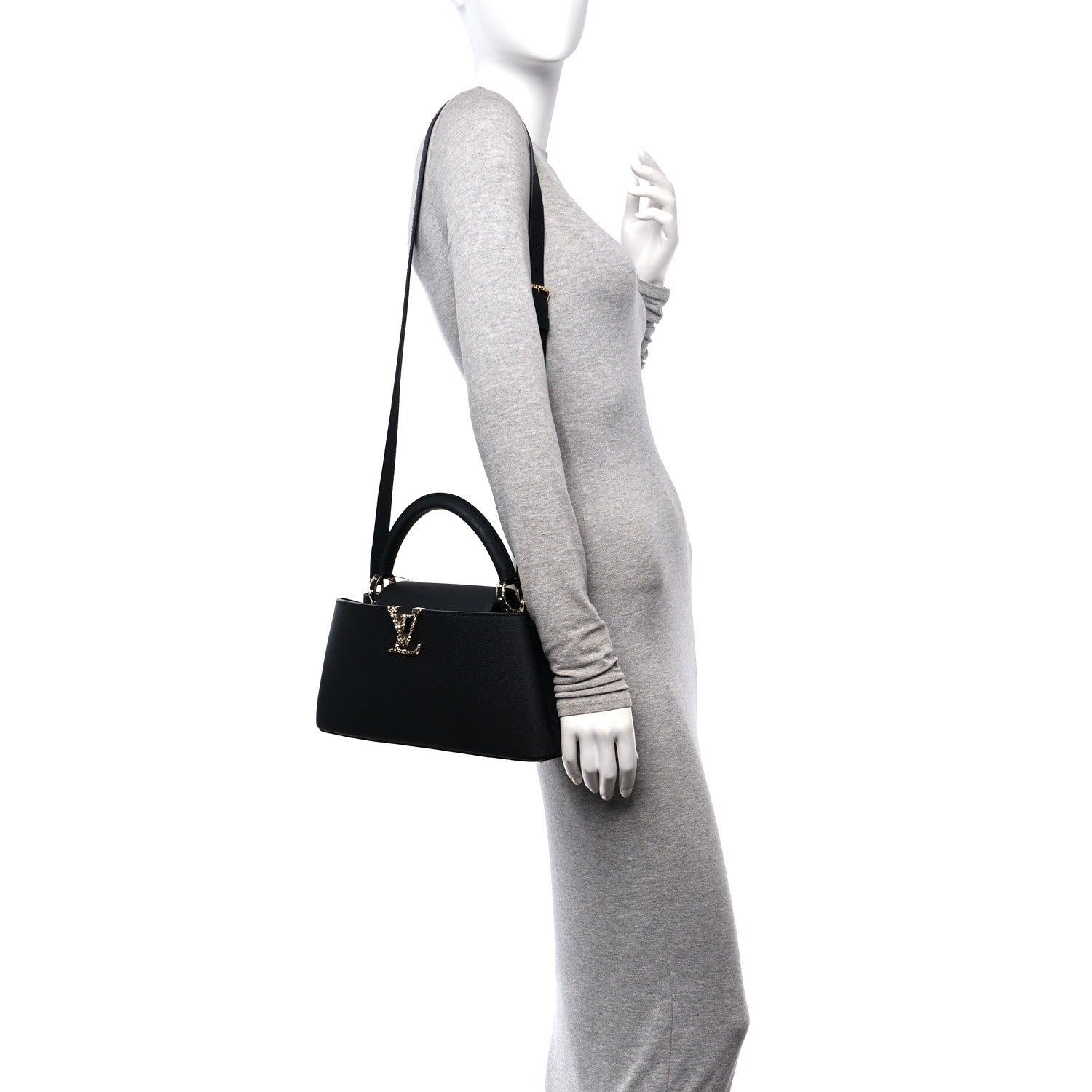 Taurillon LV Crush Capucines East West MM Black