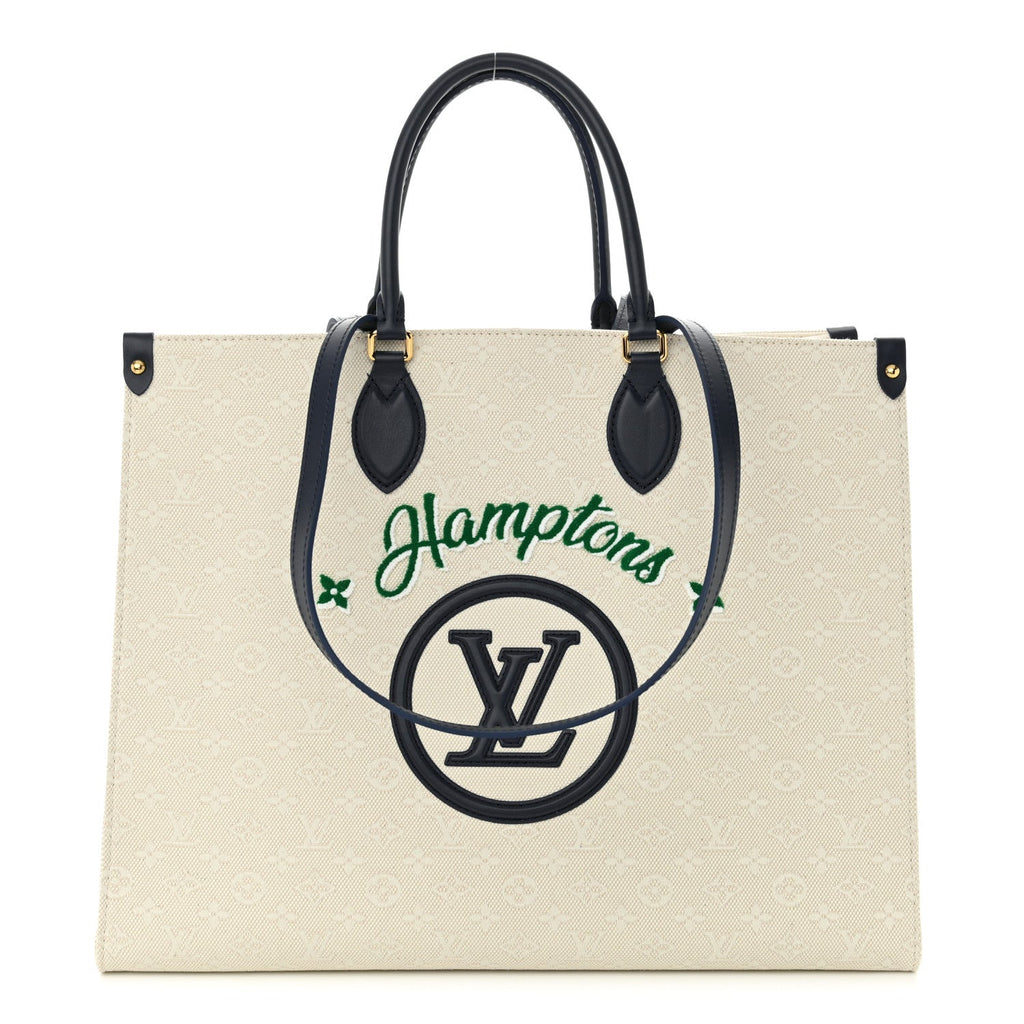 Jacquard Embroidered Tufted Monogram Hamptons Onthego GM Blue