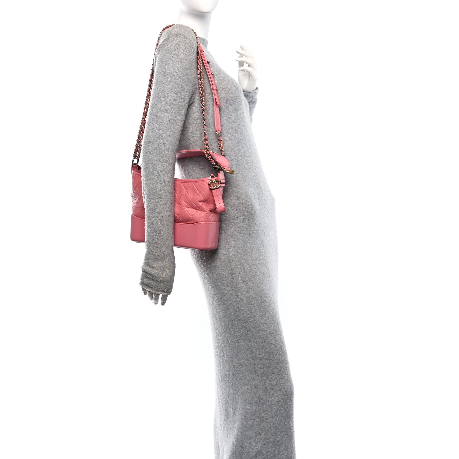 Aged Calfskin Quilted Medium Gabrielle Logo Hobo Rose