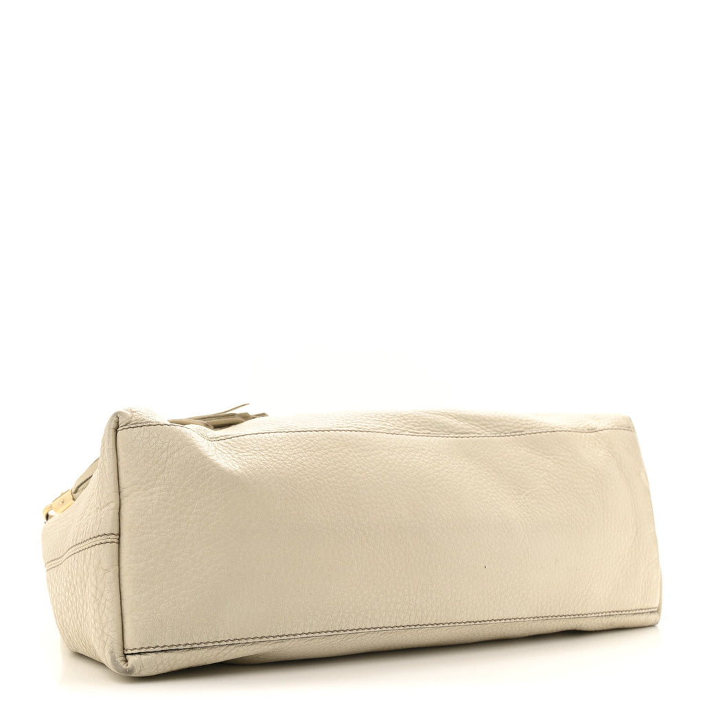 Pebbled Calfskin Medium Soho Chain Shoulder Bag Off White