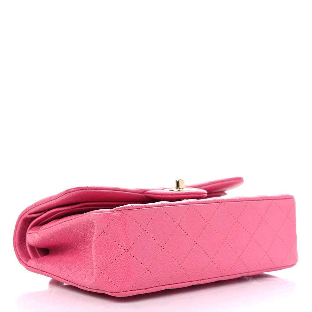 Caviar Quilted Small Double Flap Pink