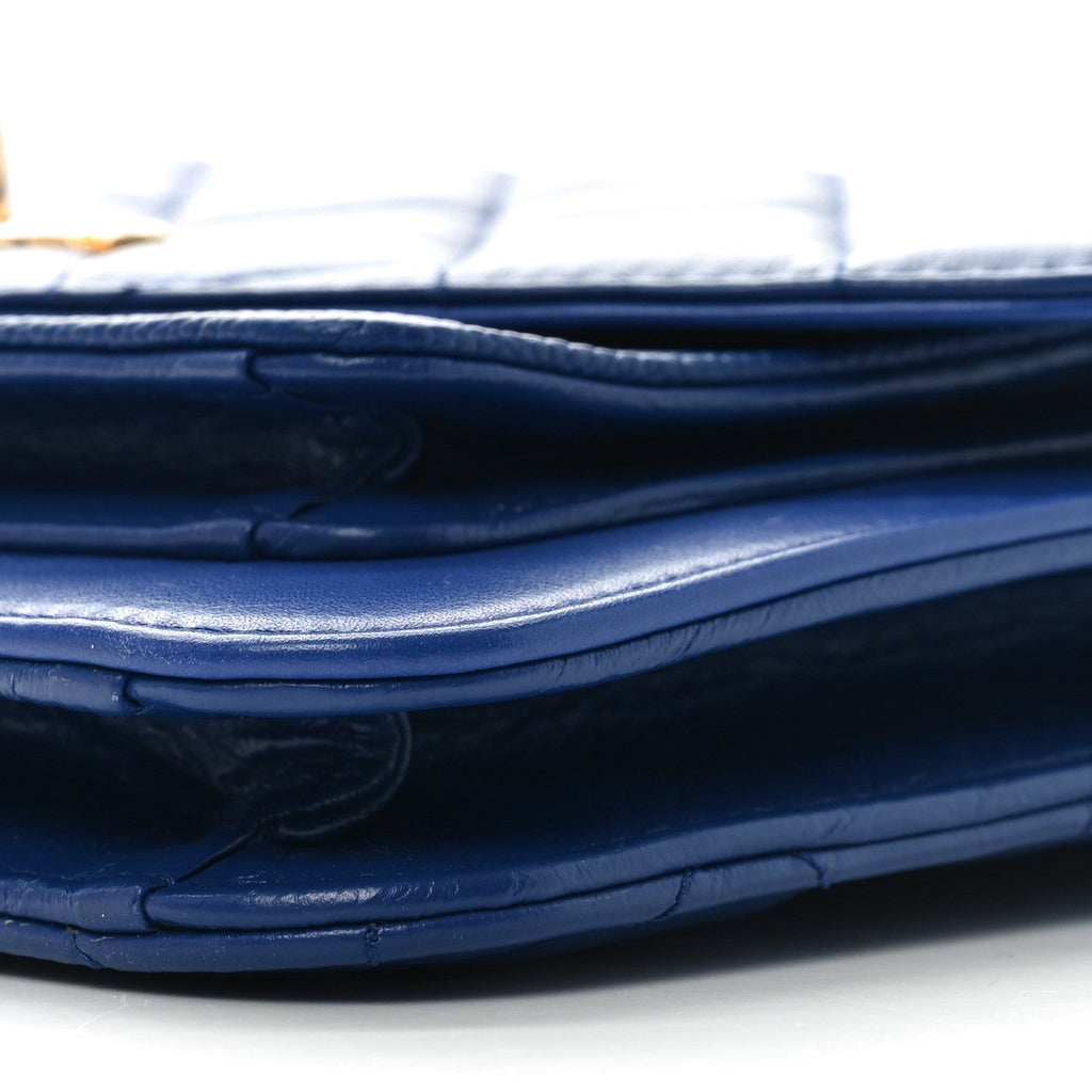 Calfskin Caviar Quilted Chain Handle Flap Blue