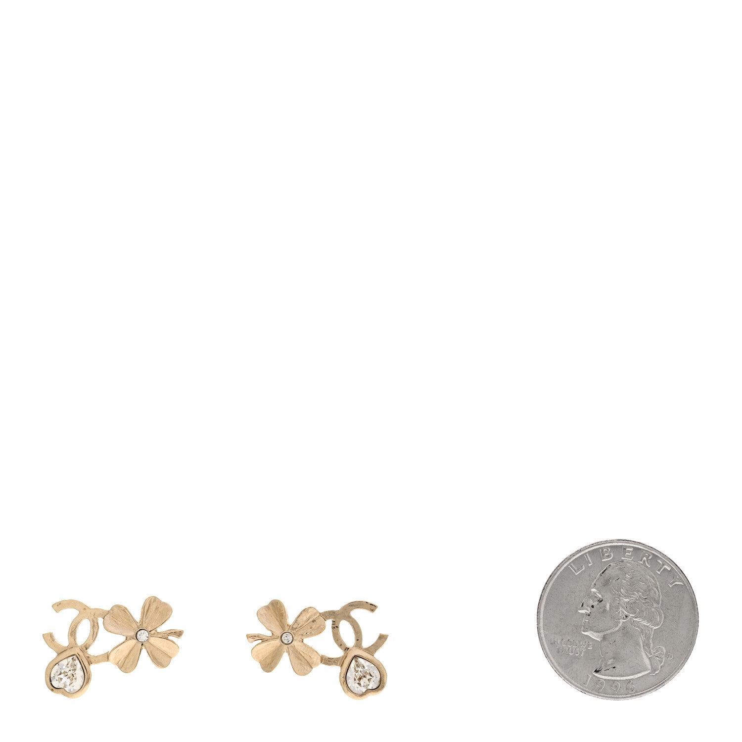 Crystal Shamrock CC Heart Earrings Gold
