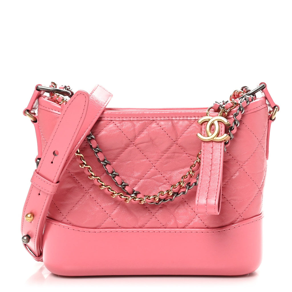 Aged Calfskin Quilted Small Gabrielle Hobo Rose