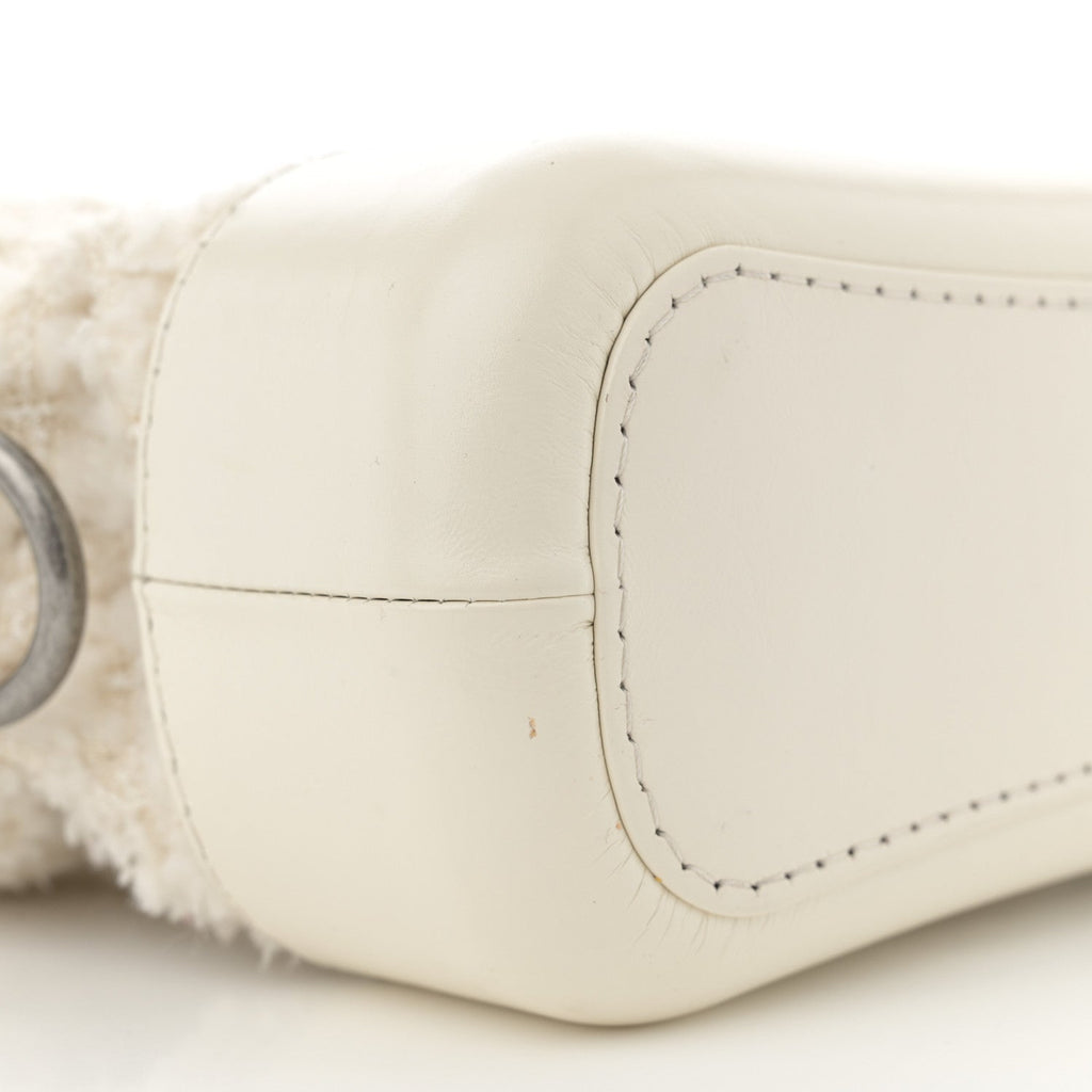 Tweed Calfskin Quilted Small Gabrielle Hobo Beige Ivory