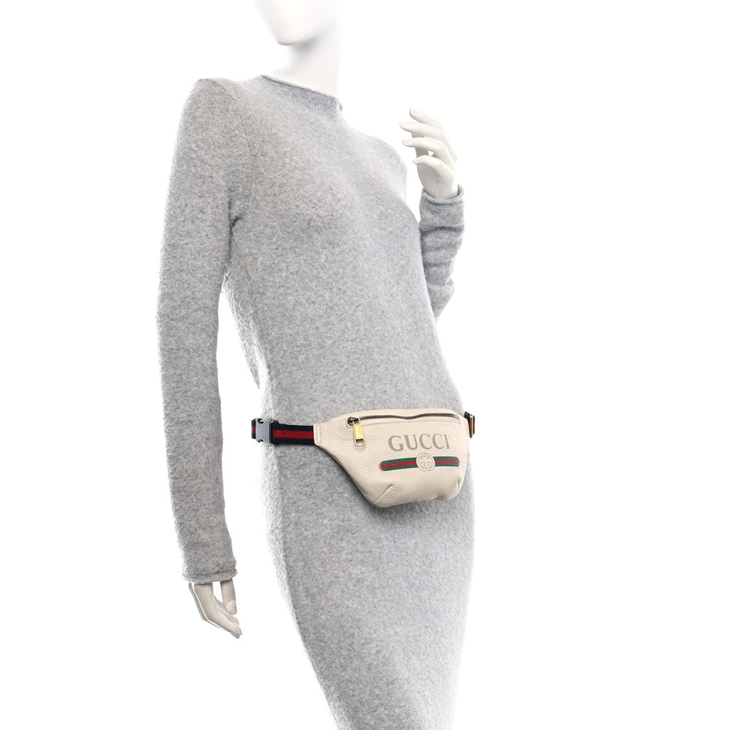 Grained Calfskin Small Logo Belt Bag White