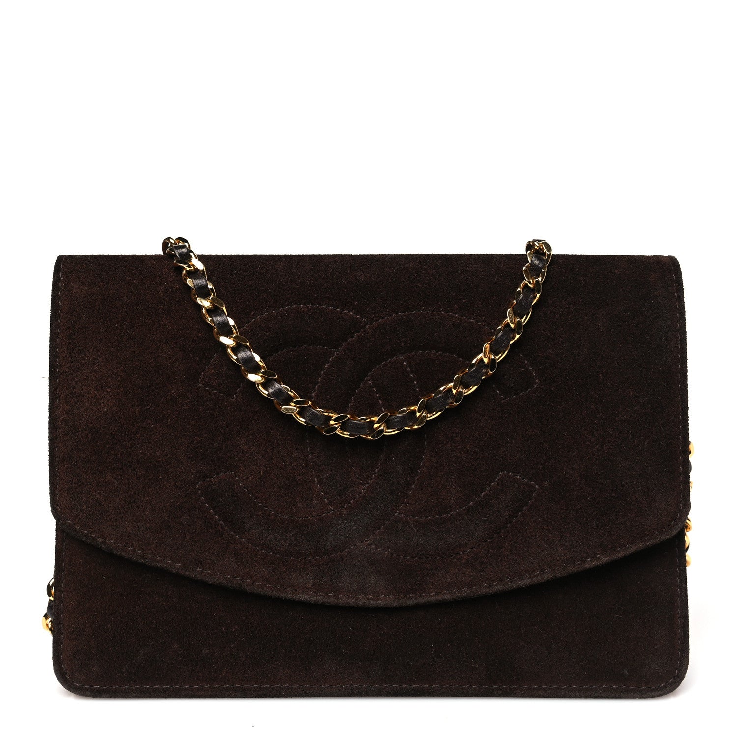 Suede Timeless CC Wallet on Chain WOC Brown