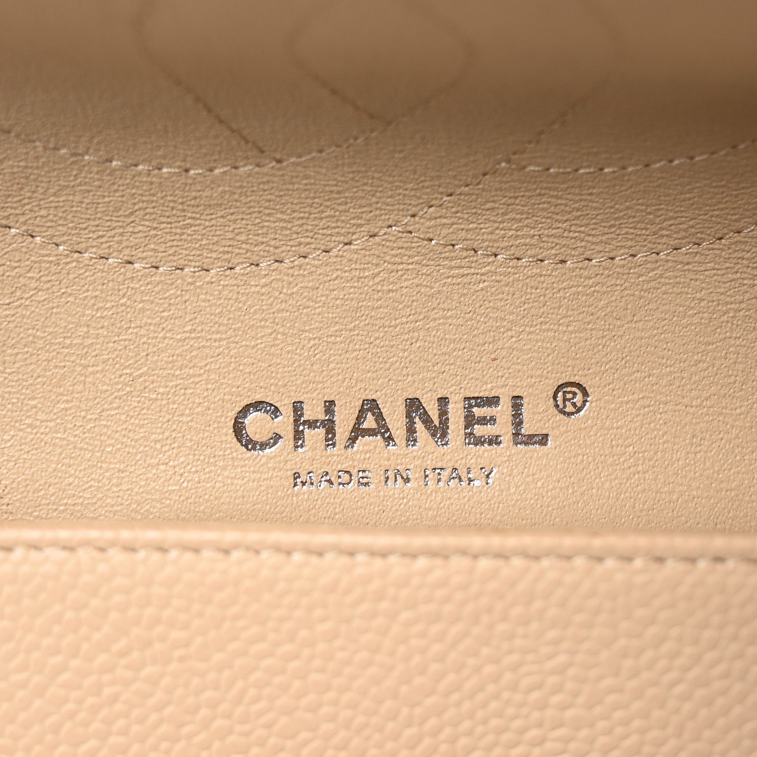 Caviar Quilted Jumbo Double Flap Light Beige