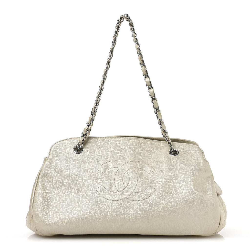 Caviar Quilted Timeless CC Bowler Bag White