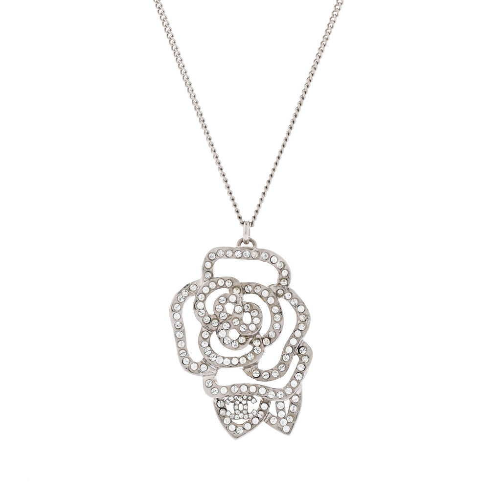 Crystal CC Camellia Necklace Silver