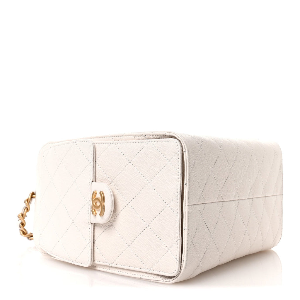 Caviar Quilted Small Chanel 25 Handbag White