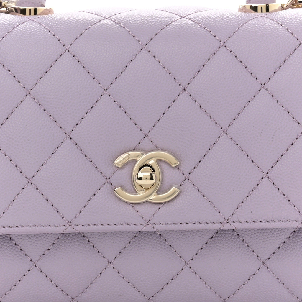 Caviar Quilted Mini Coco Handle Flap Light Purple