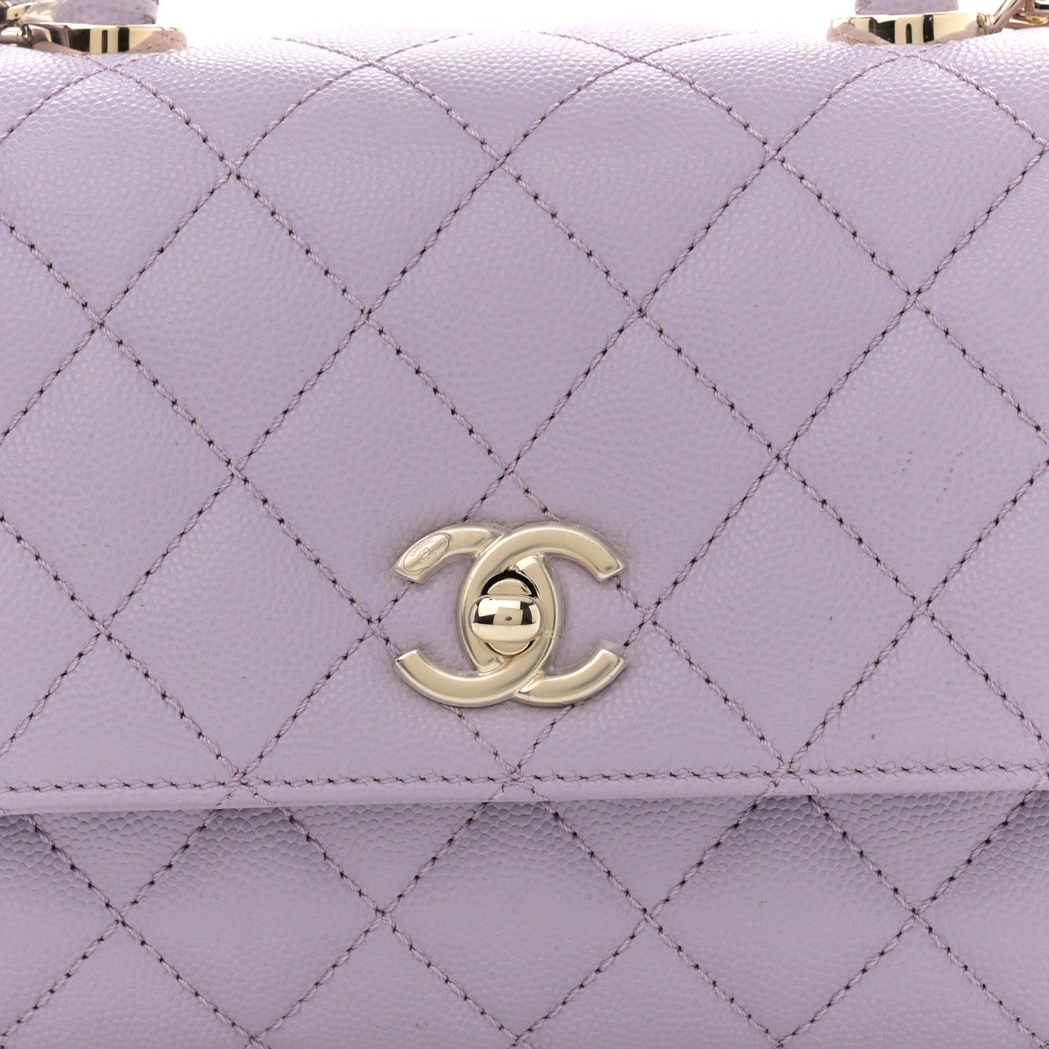 Caviar Quilted Mini Coco Handle Flap Light Purple